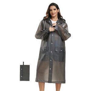 Reusable Hooded Rain Poncho Waterproof Foldable Travel Packable Outdoor